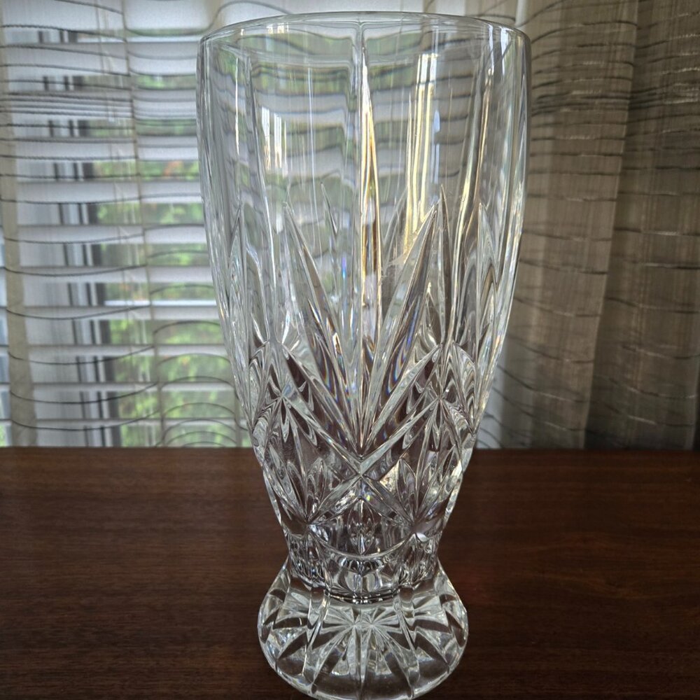 Cristal D'Arques France Tradition Vase, VTG Embossed Crystal Tall Vase 11.75"
